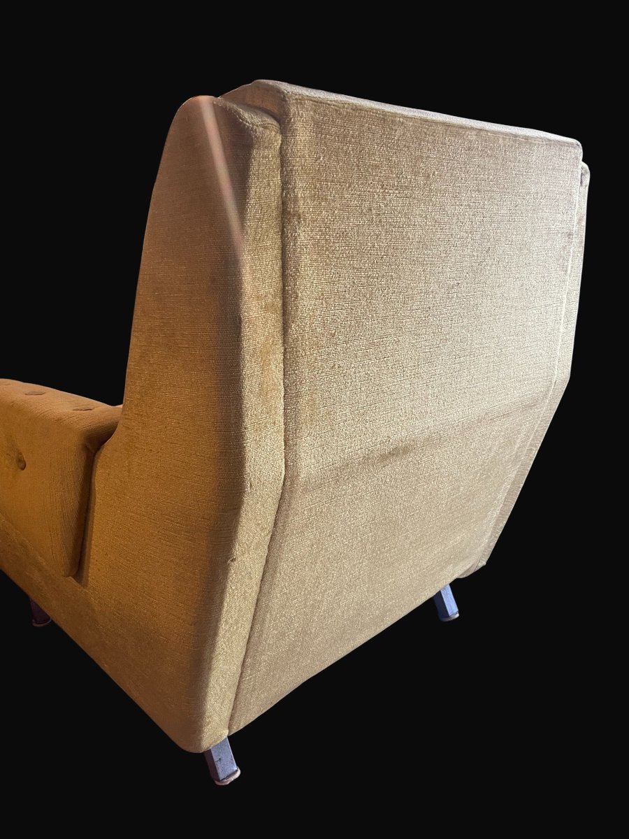 Yellow Velvet Armchair – 1970s-photo-4