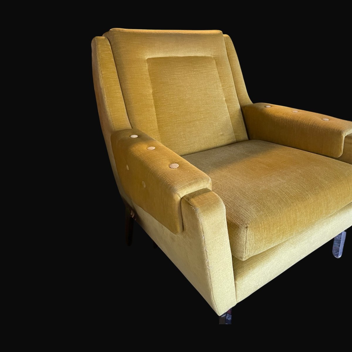 Yellow Velvet Armchair – 1970s-photo-1