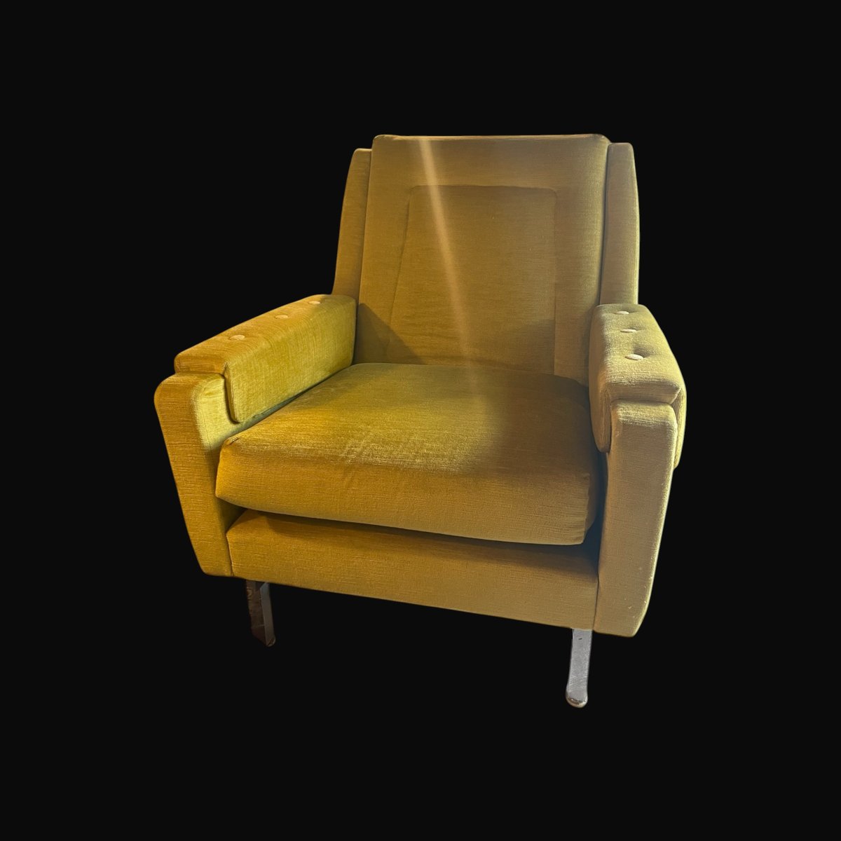 Yellow Velvet Armchair – 1970s-photo-2