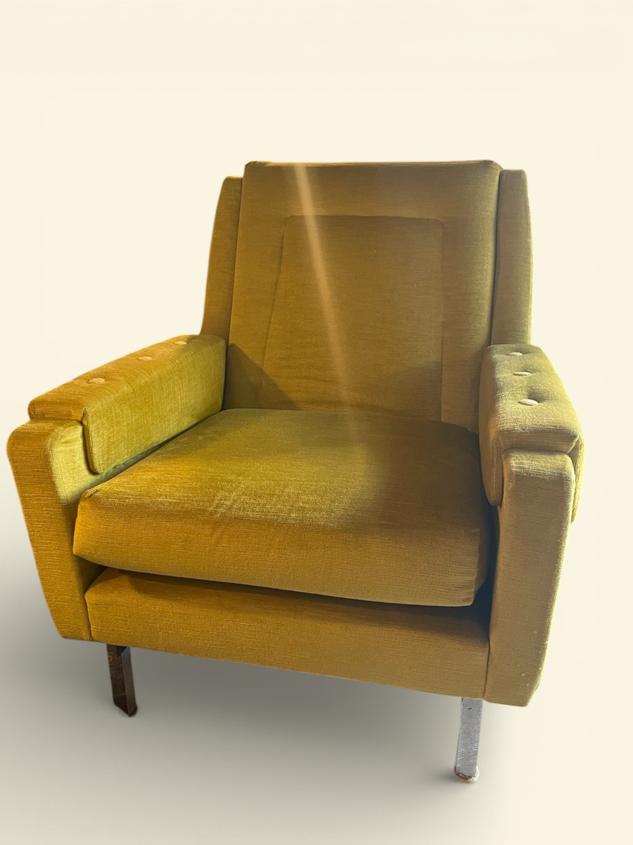 Yellow Velvet Armchair – 1970s
