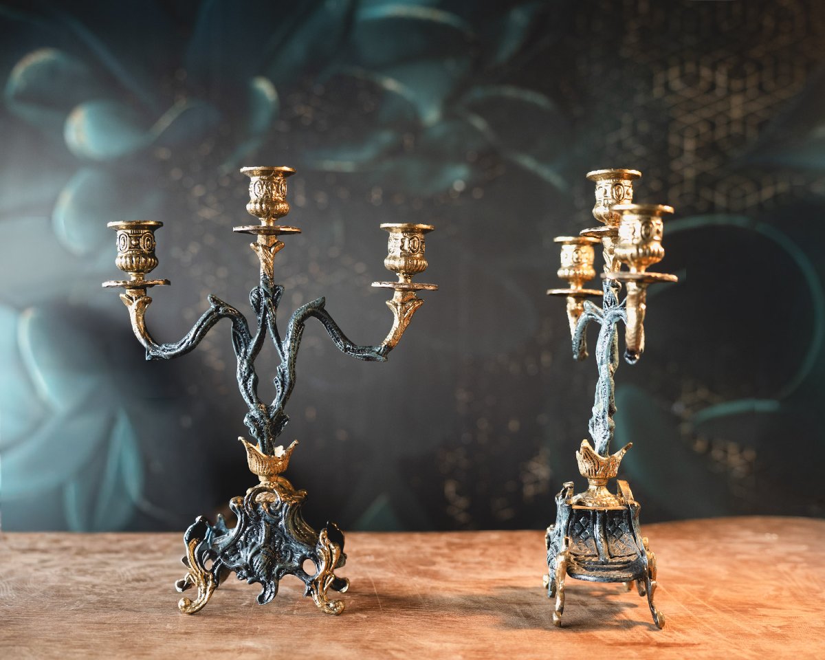 Pair Of Rococo Style Candelabras-photo-4
