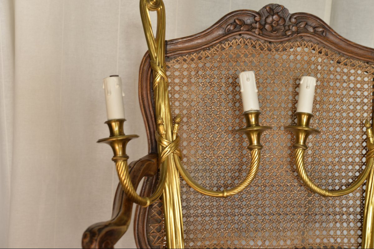 Paire d’appliques en bronze doré style Louis XVI - Directoire -photo-2