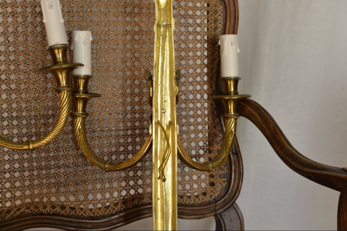 Paire d’appliques en bronze doré style Louis XVI - Directoire -photo-4