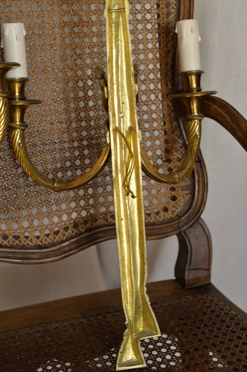 Paire d’appliques en bronze doré style Louis XVI - Directoire -photo-6