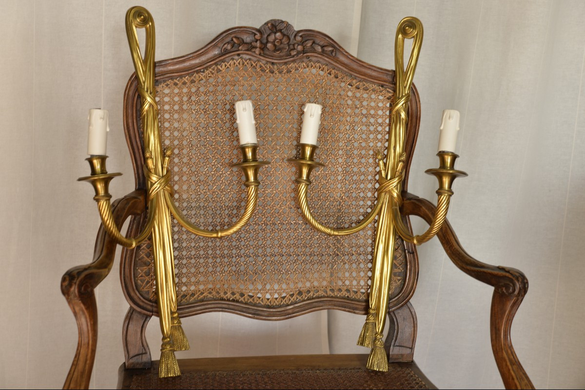 Paire d’appliques en bronze doré style Louis XVI - Directoire 