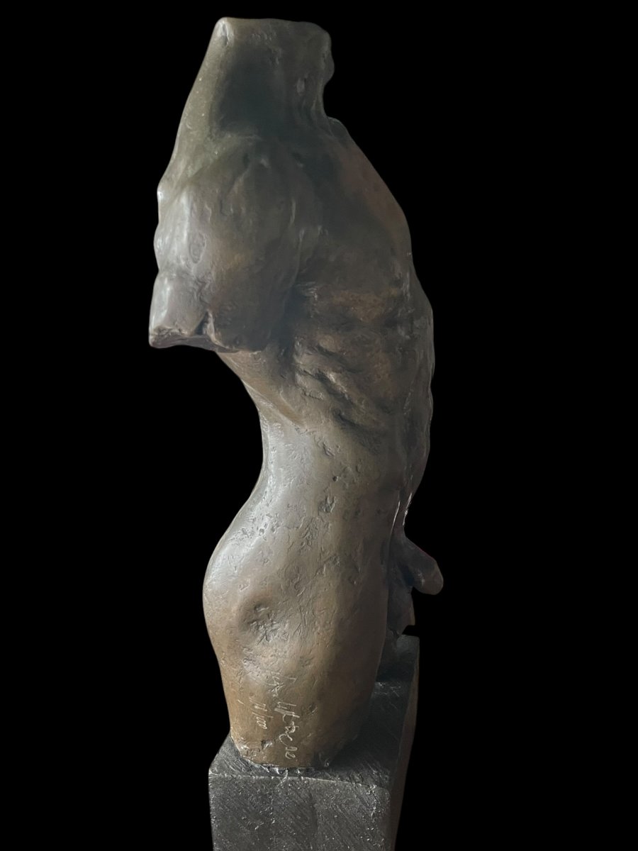 Male Torso In Bronze, 20th Century-photo-2