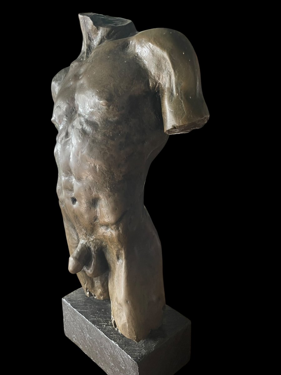 Male Torso In Bronze, 20th Century-photo-4
