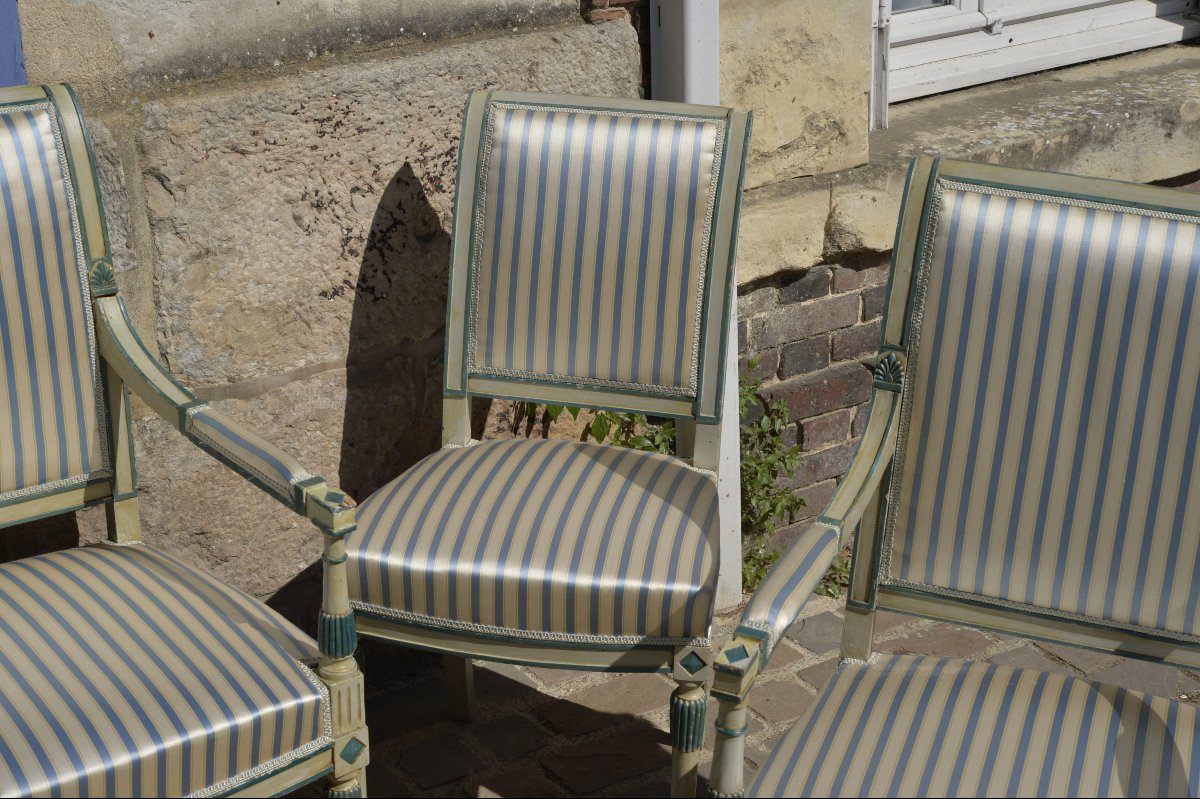 Painted Wood Directoire-style Salon - 19th Century-photo-4