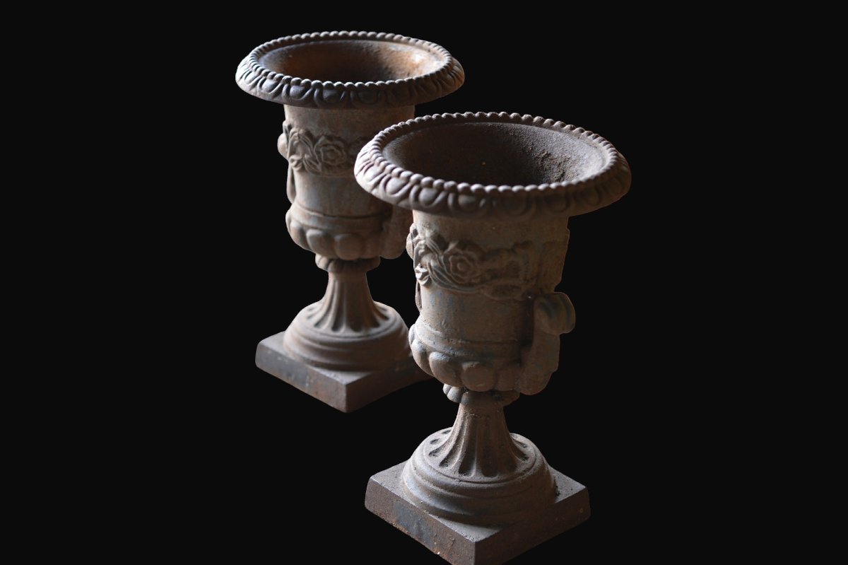 Paire de vases Médicis - Fonte - XIXe -photo-2