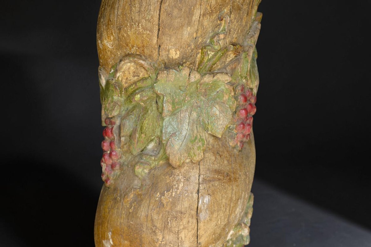 Colonne à pampres de vigne polychrome – Bourgogne, XVIe siècle -photo-3