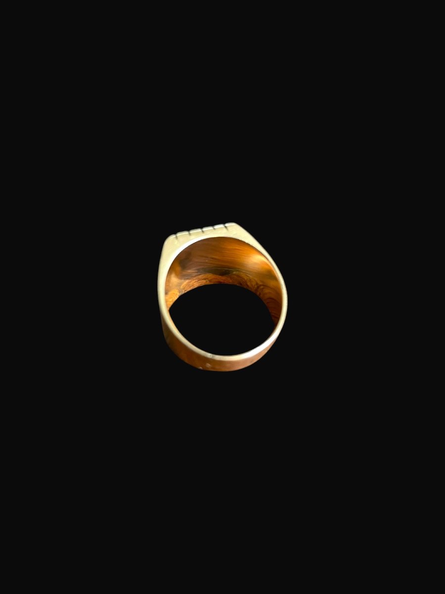 Vintage 18 Carat Yellow Gold And Black Onyx Chevalière Circa 1950-photo-4