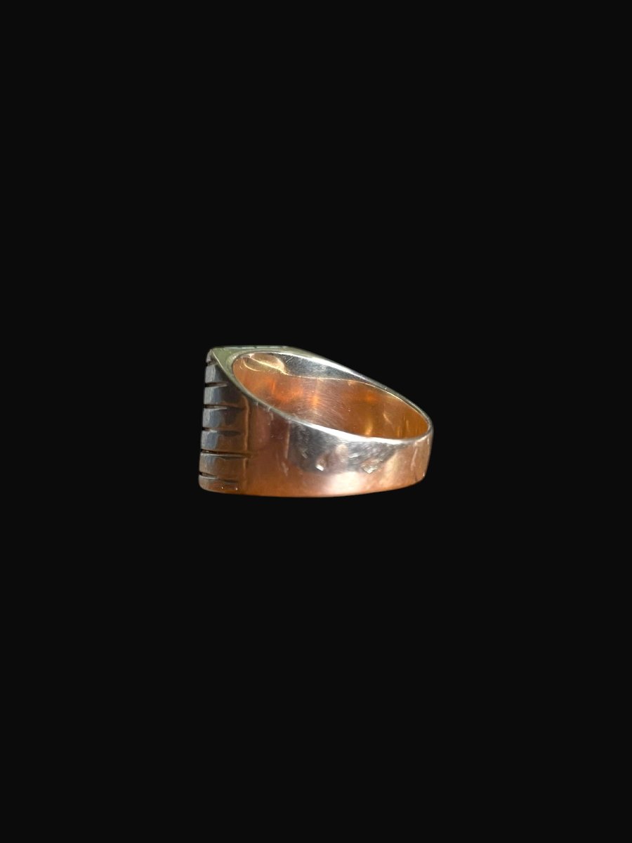 Vintage 18 Carat Yellow Gold And Black Onyx Chevalière Circa 1950-photo-1