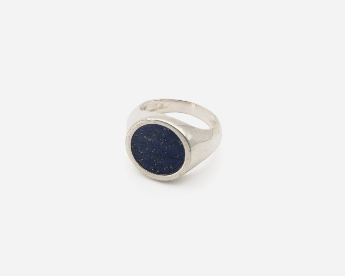 Chevalière Moderne en Argent Massif et Lapis-Lazuli