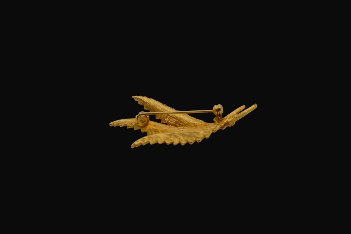 Broche feuillage en plaqué or – Dans le goût de Trifari-photo-2