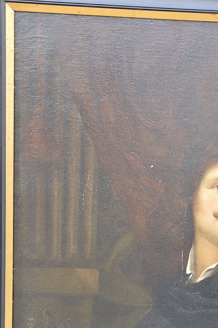Grand portrait d'homme dans le goût de Philippe de Champaigne – Huile sur toile, XIXᵉ siècle-photo-4