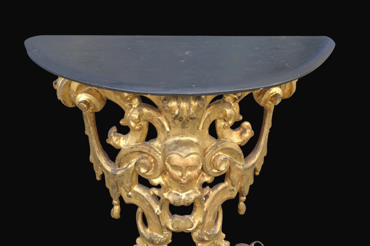 Console d'applique italienne en bois sculpté et doré – Époque Louis XV, XVIIIᵉ siècle-photo-3