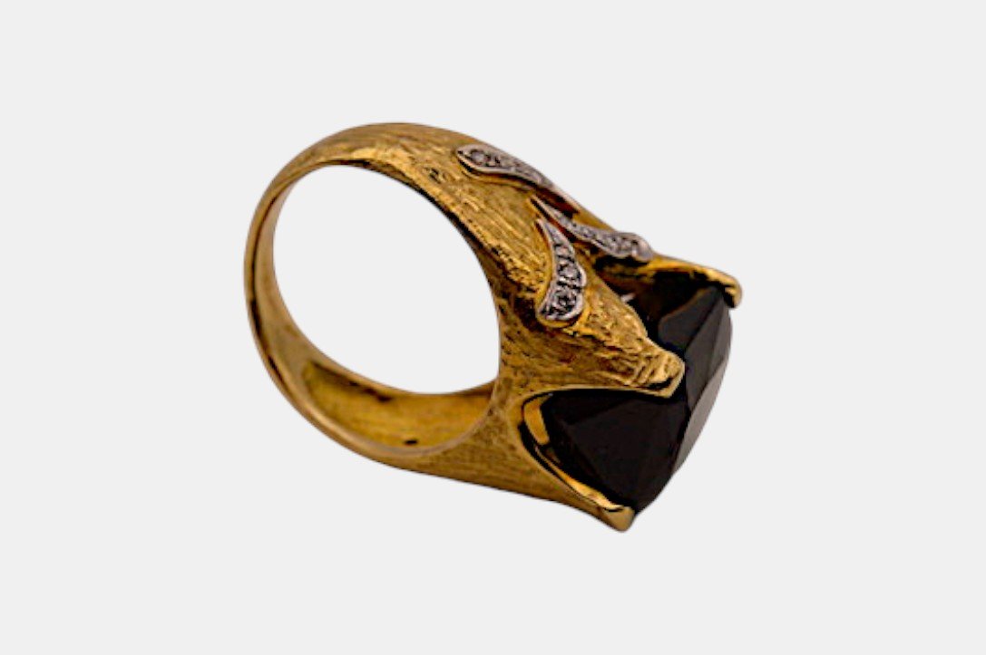 High-end Jewelry Ring In 18-karat Gold, Tourmaline, And Diamonds – Circa 1980-photo-3