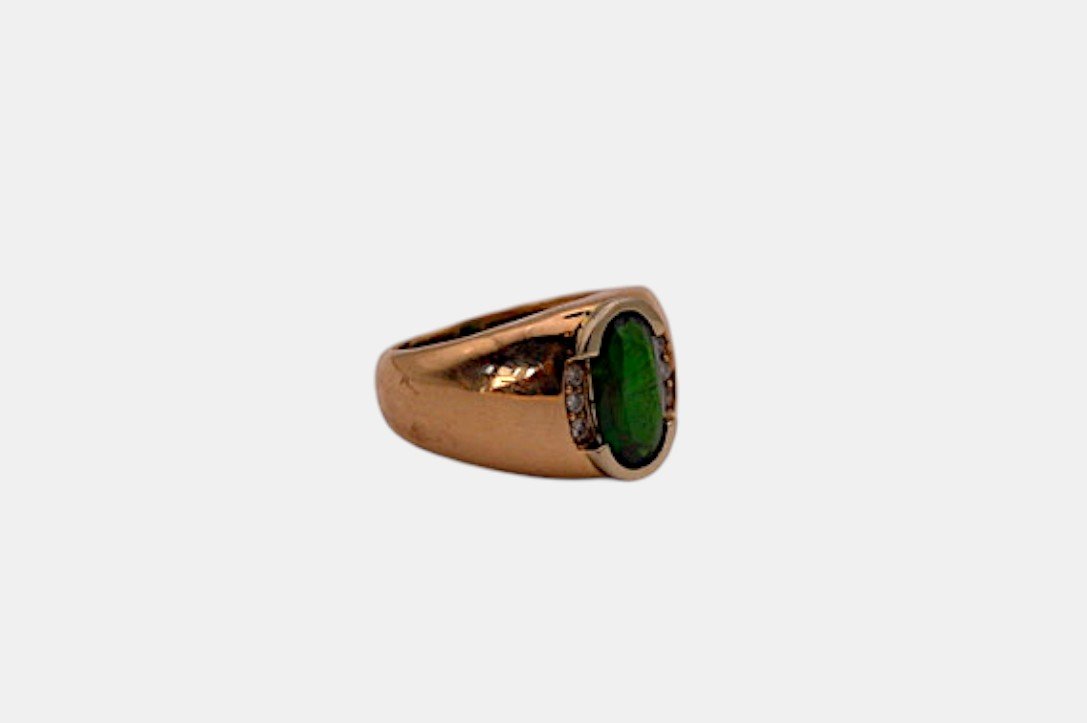 18-karat Gold Signet Ring With Tsavorite And Diamonds-photo-3