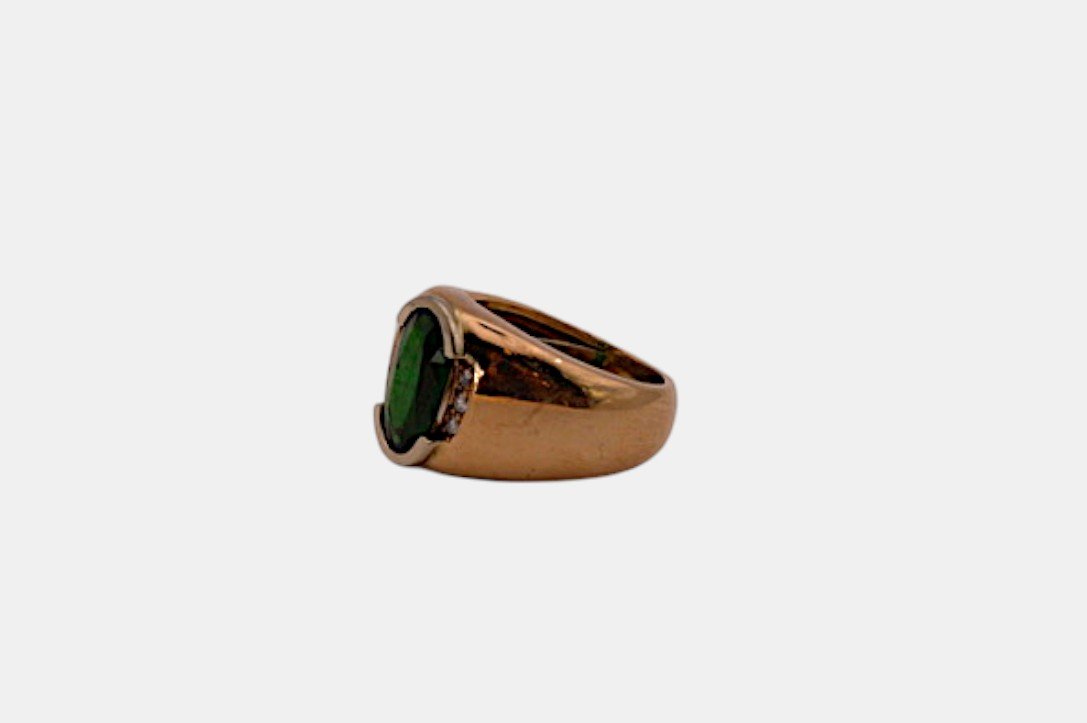 18-karat Gold Signet Ring With Tsavorite And Diamonds-photo-4