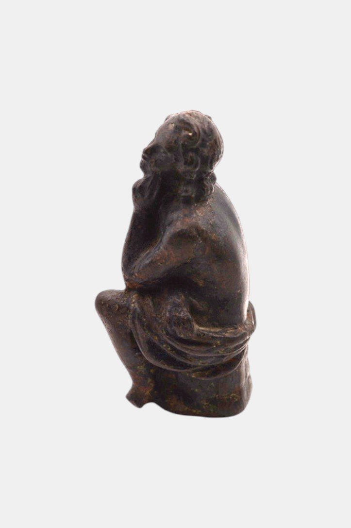 Jeune femme songeuse Bronze à patine brune - XIXᵉ siècle-photo-2