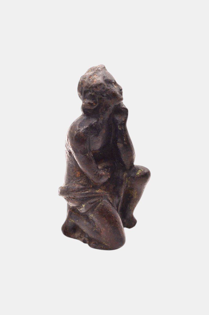 Jeune femme songeuse Bronze à patine brune - XIXᵉ siècle-photo-4