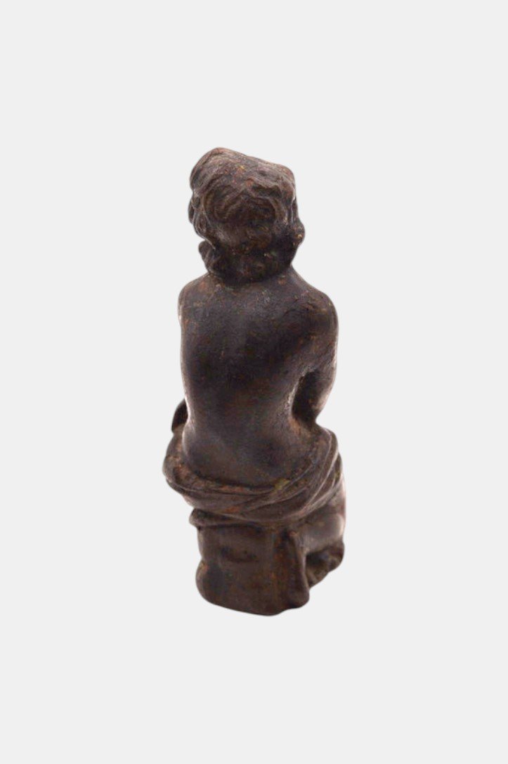 Jeune femme songeuse Bronze à patine brune - XIXᵉ siècle-photo-1