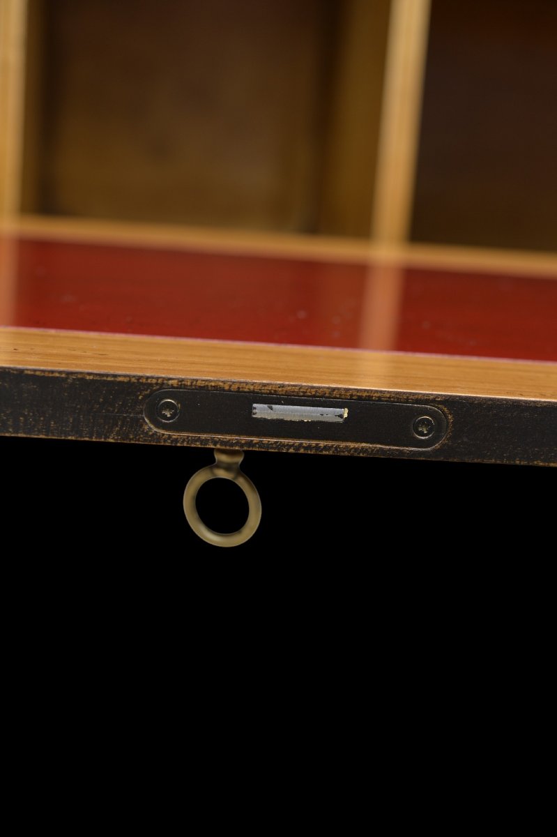 SECRÉTAIRE DESIGN FRANÇAIS EN MERISIER ET BOIS LAQUÉ NOIR, VERS 1960-photo-8