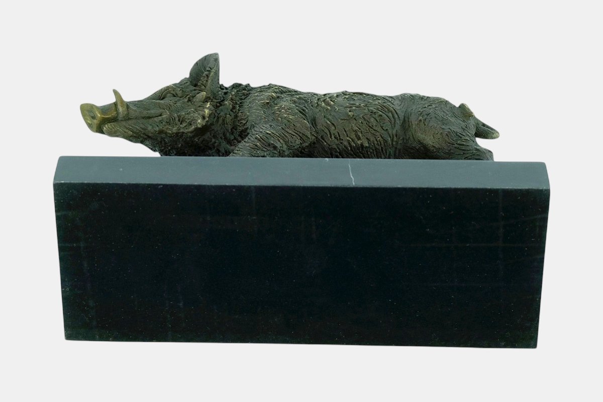 Bronze Wild Boar Based On A Design By Antoine-louis Barye-photo-4