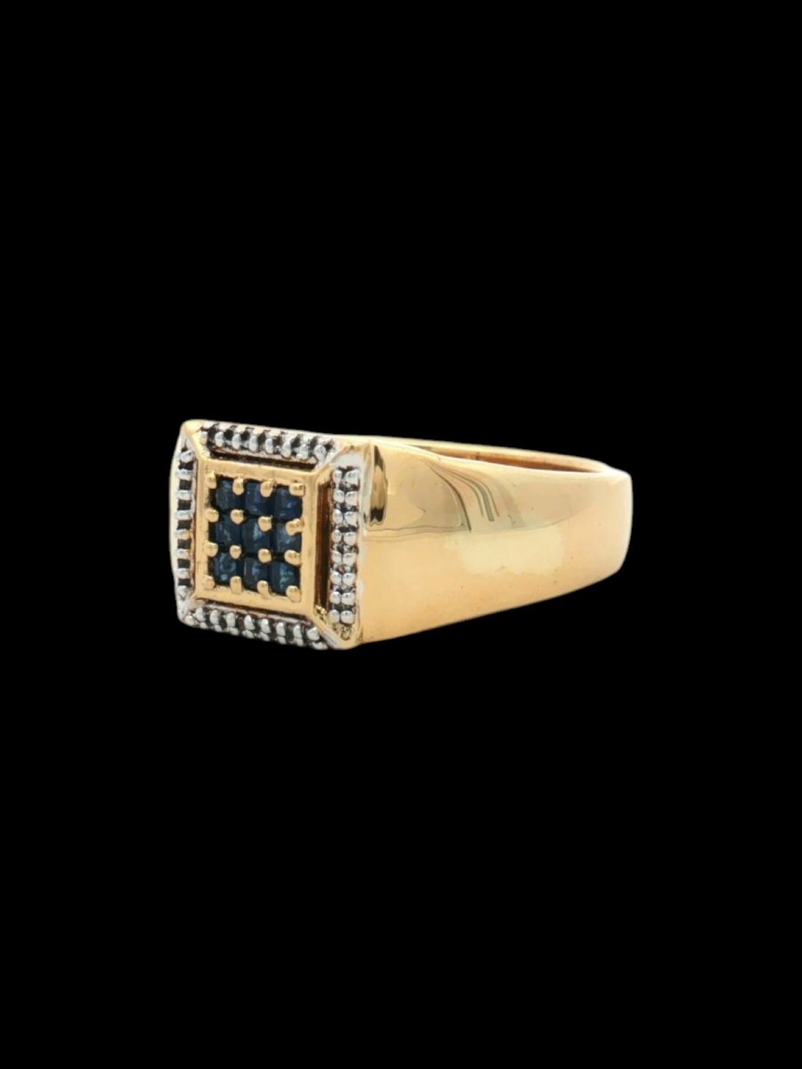 925 Sterling Silver Ring With A Gold Finish, Sapphires, And Topazes-photo-2