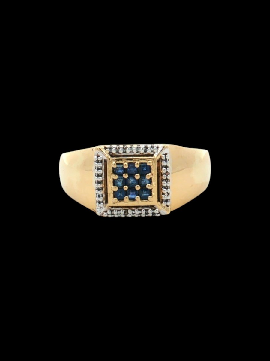925 Sterling Silver Ring With A Gold Finish, Sapphires, And Topazes-photo-3