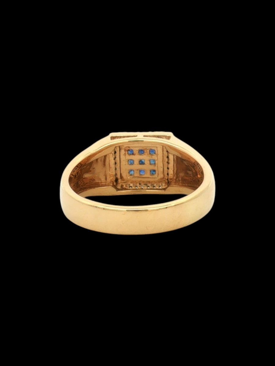 925 Sterling Silver Ring With A Gold Finish, Sapphires, And Topazes-photo-4