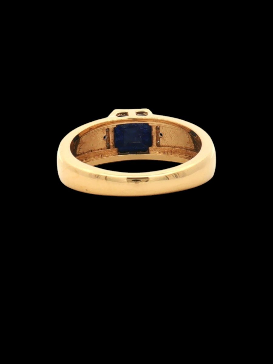Women's Signet Ring In Gold-plated 925 Silver, With Natural Sapphire And Topaz, Size 55-photo-3