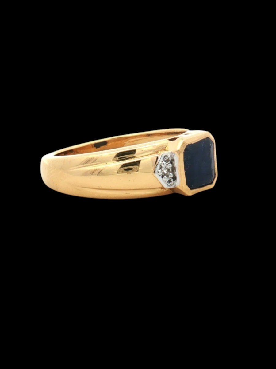 Women's Signet Ring In Gold-plated 925 Silver, With Natural Sapphire And Topaz, Size 55-photo-1