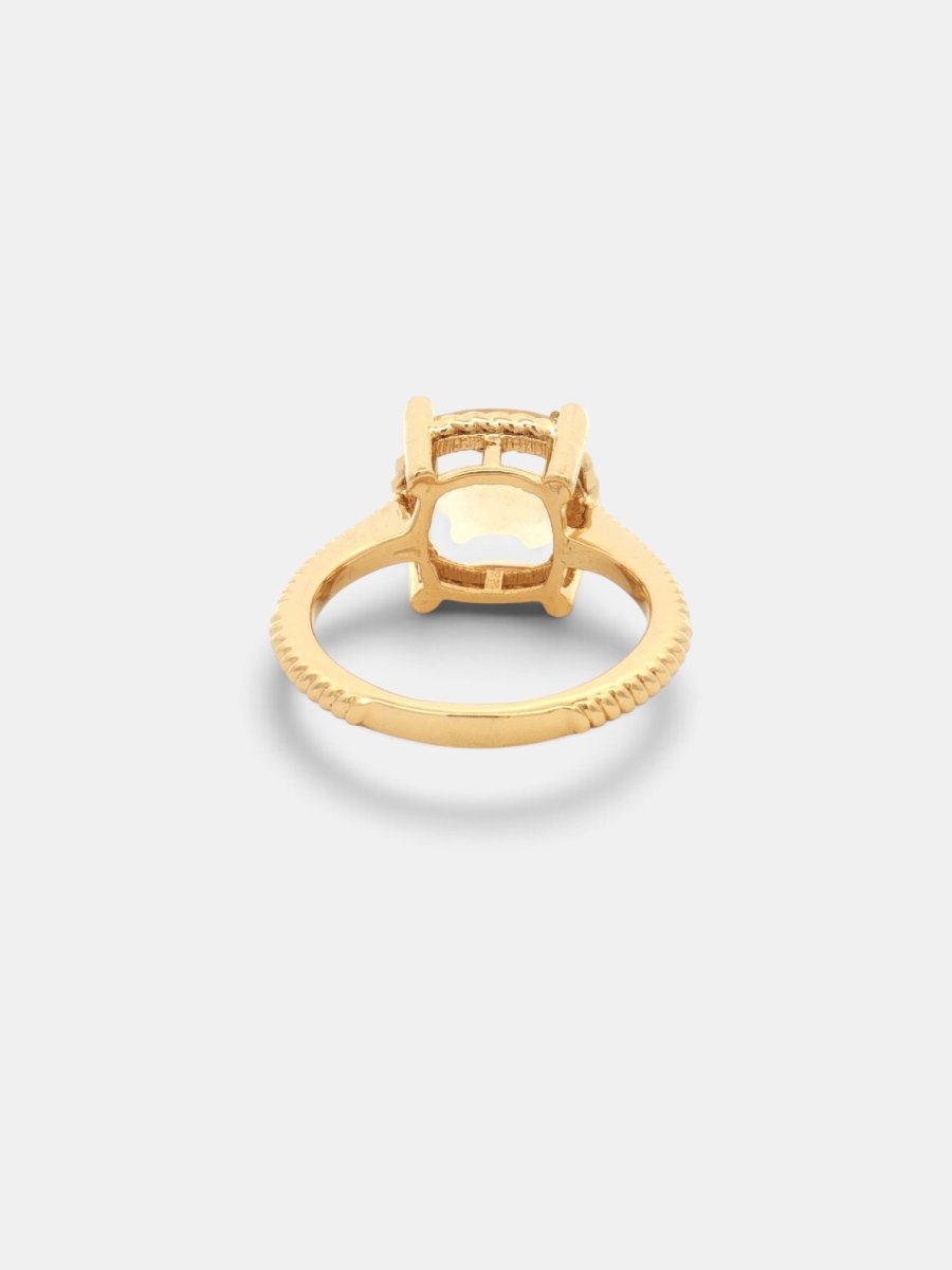 Gold-plated 925 Silver Ring With Natural Champagne Citrine And White Topaz, Size 55-photo-1