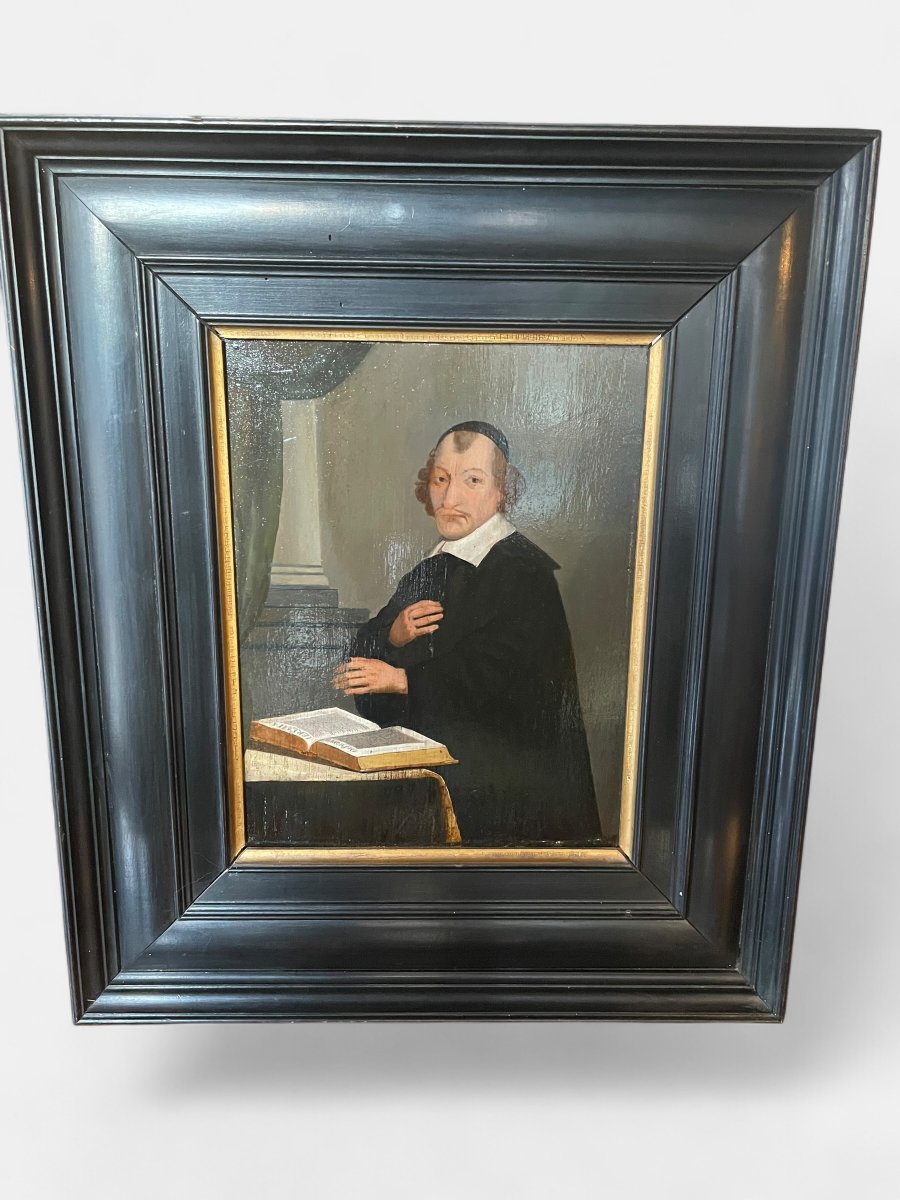 Portrait d'un ecclésiastique ou théologien – Huile sur panneau, XVIIe siècle