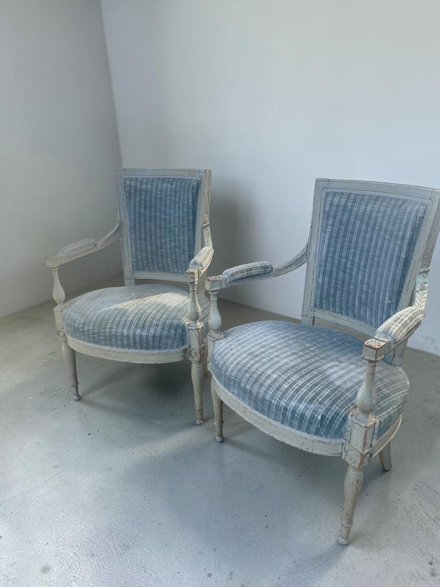 Pair Of Directoire-period Cabriolet Armchairs – 18th Century-photo-2