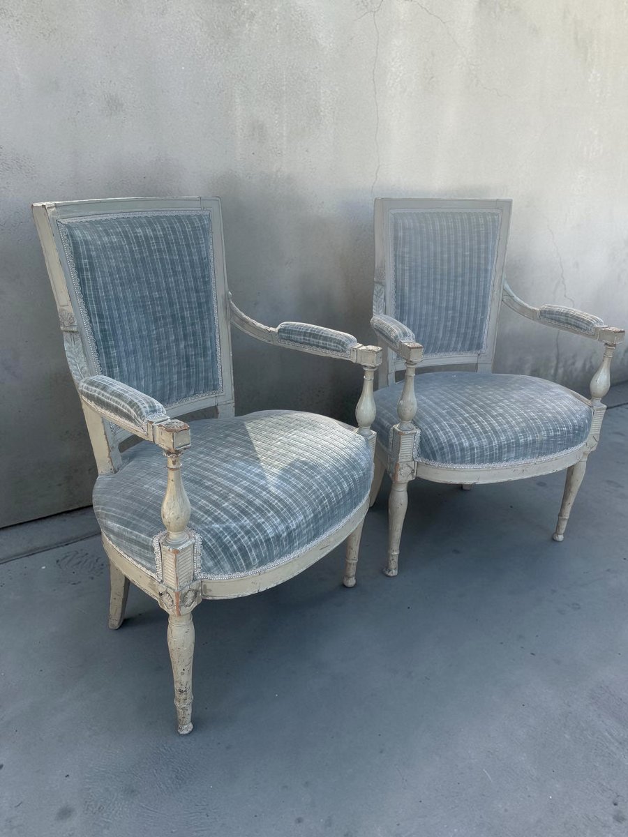 Pair Of Directoire-period Cabriolet Armchairs – 18th Century-photo-3