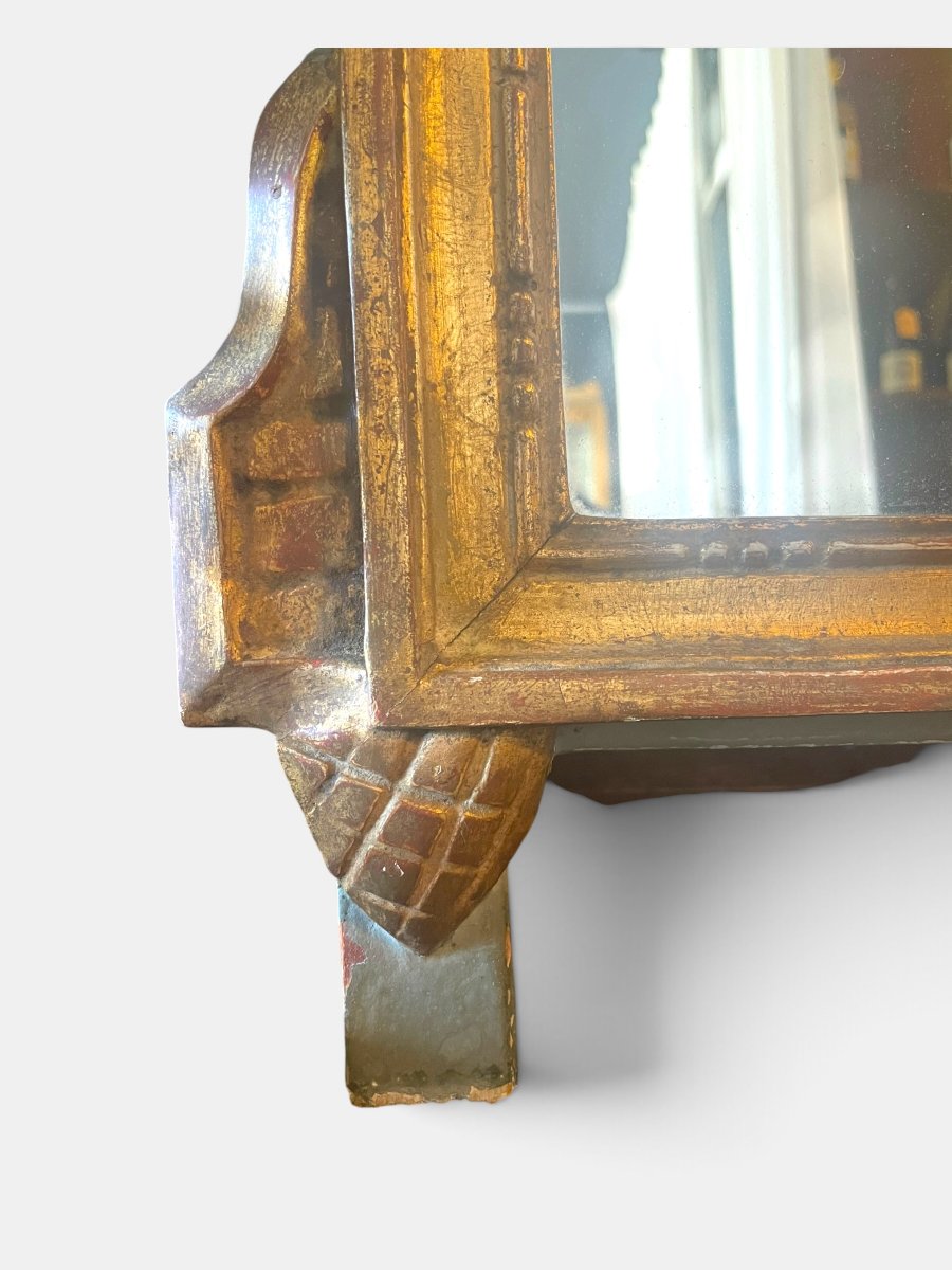 Carved And Gilded Wooden Mirror – Louis XVI Period, 18th Century-photo-2