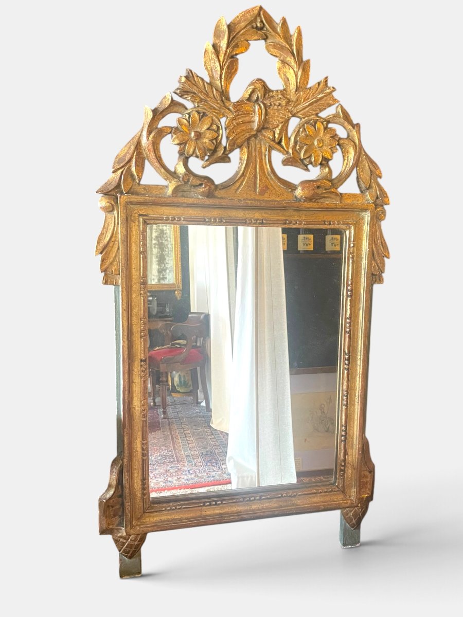 Carved And Gilded Wooden Mirror – Louis XVI Period, 18th Century-photo-3