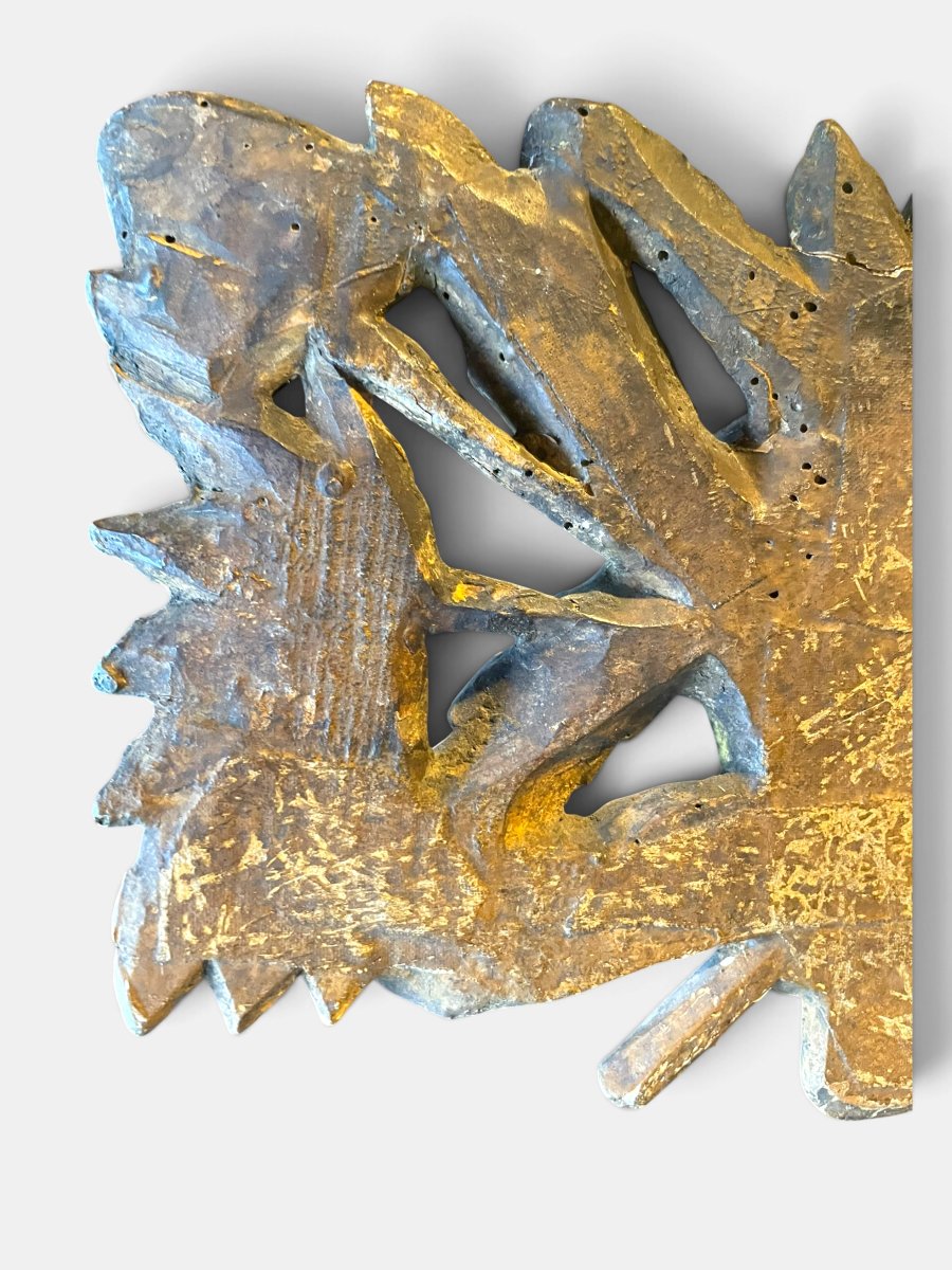 Trophée champêtre en bois sculpté, doré  – XVIIIe siècle-photo-2