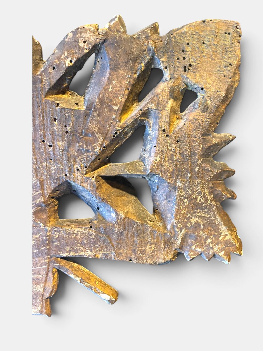Trophée champêtre en bois sculpté, doré  – XVIIIe siècle-photo-3