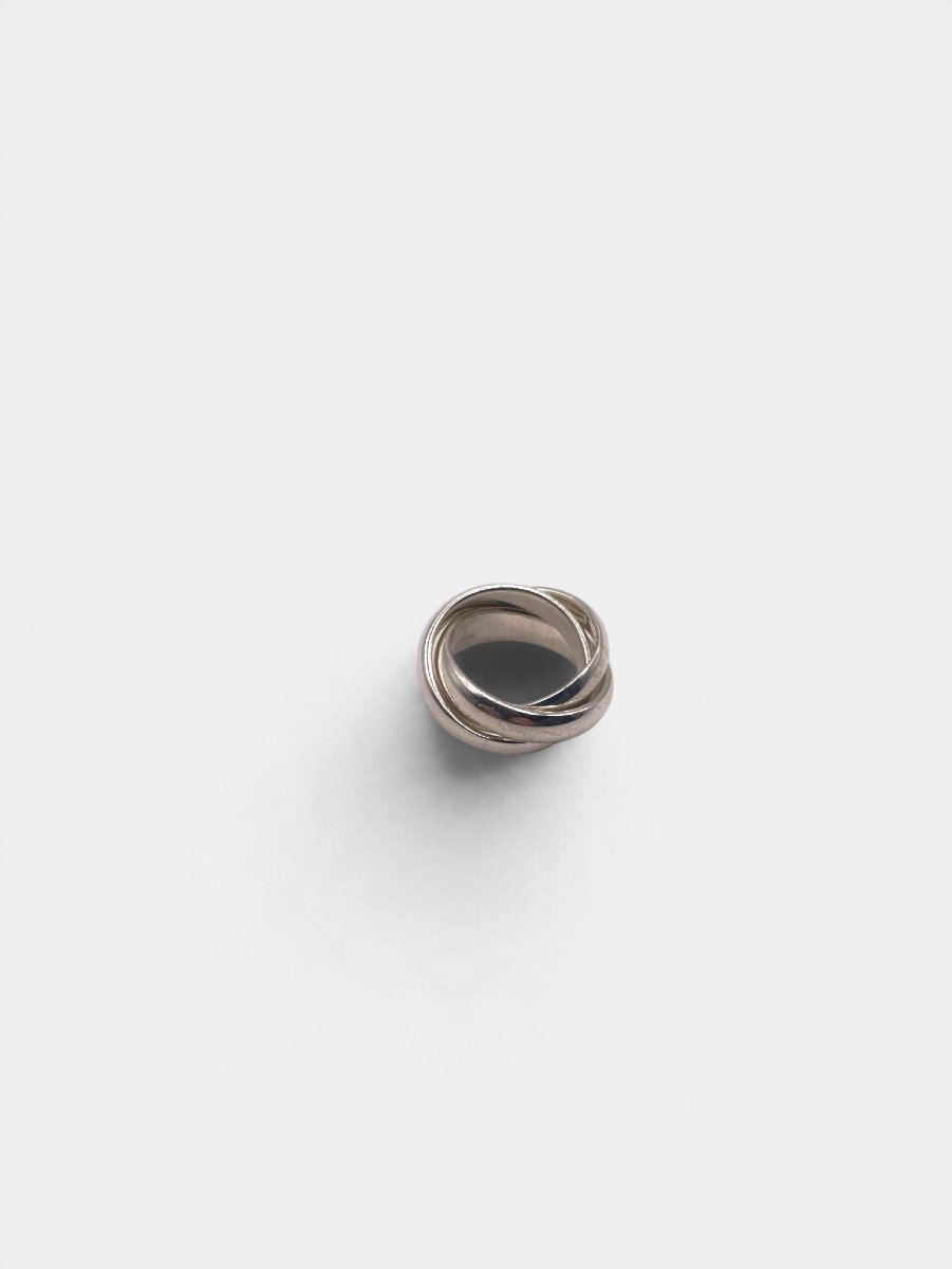 Bague à anneaux entrelacés en argent massif — Années 1990, dans le goût d'Hermès-photo-2
