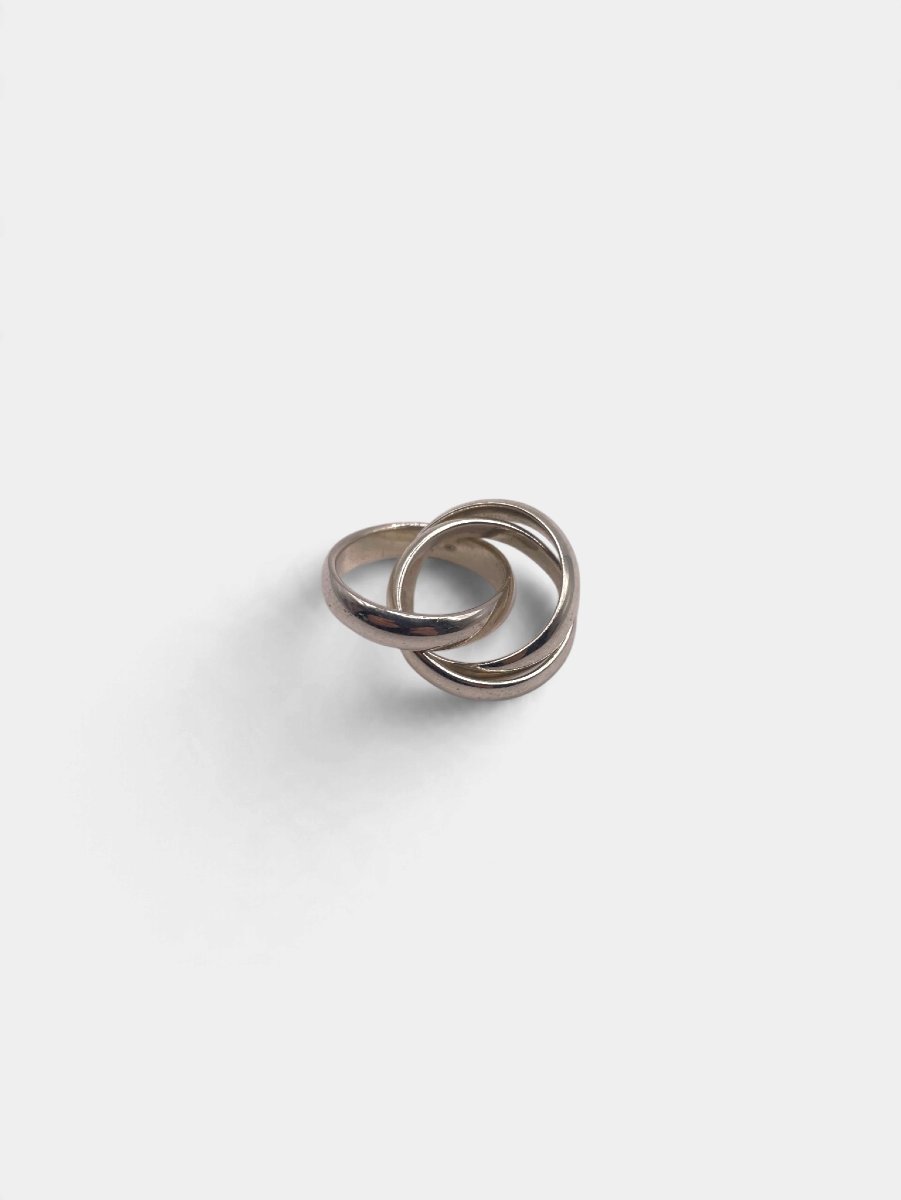 Bague à anneaux entrelacés en argent massif — Années 1990, dans le goût d'Hermès-photo-3