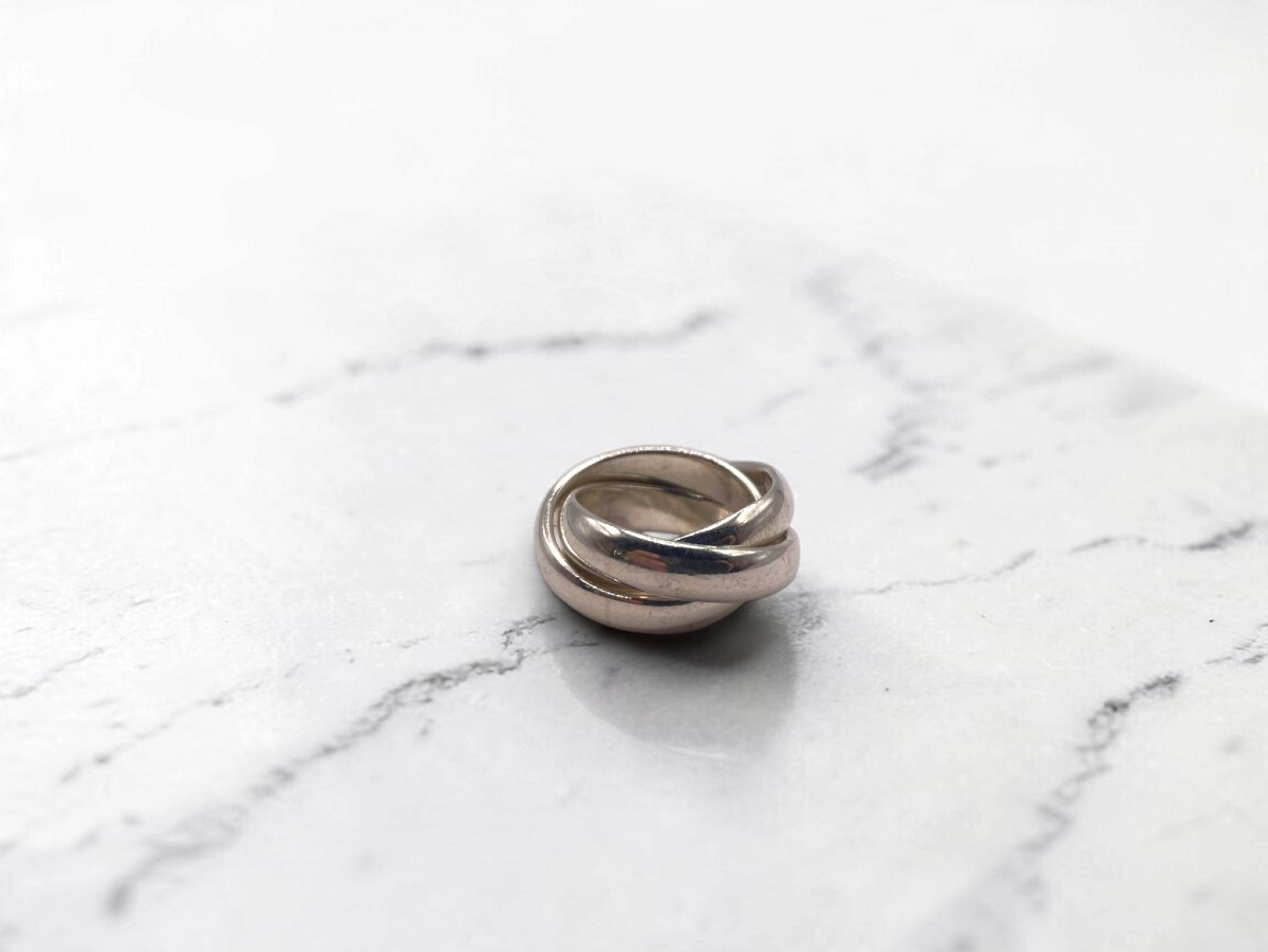 Bague à anneaux entrelacés en argent massif — Années 1990, dans le goût d'Hermès-photo-4