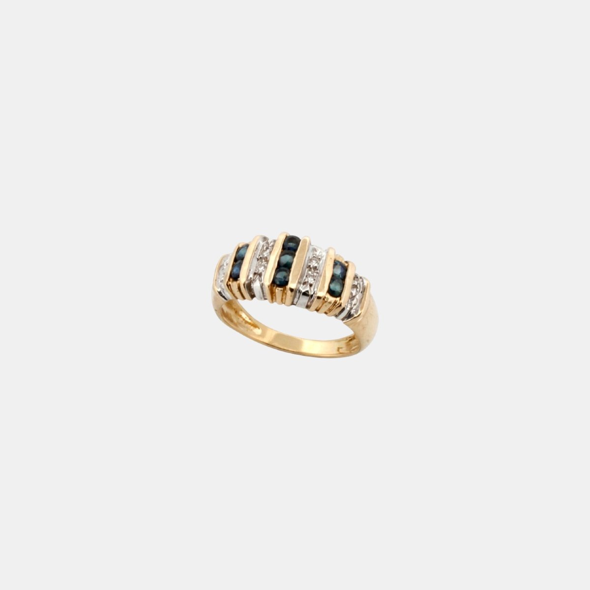 Bague vintage en or 18 carats, saphirs et diamants — Années 1990