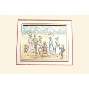 Henri Saint Clair (1899–1990) Beach Scene, Dufy Family