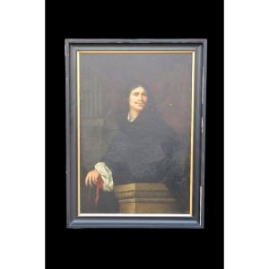 Large Portrait Of A Man In The Style Of Philippe De Champaigne – Oil On Canvas, 19th Century