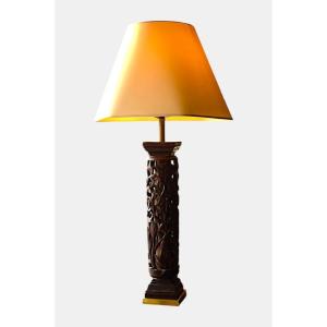 Art Nouveau Lamp Made Of Carved, Openwork Wood – Circa 1920
