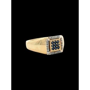 925 Sterling Silver Ring With A Gold Finish, Sapphires, And Topazes