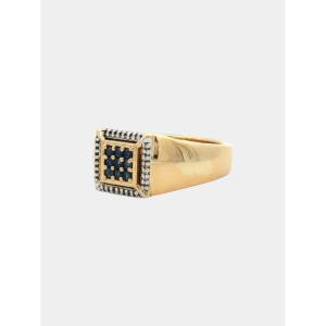 925 Sterling Silver Ring With A Gold Finish, Sapphires, And Topazes